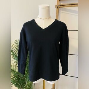 Classic Black V-Neck Women's Top, Size Small
